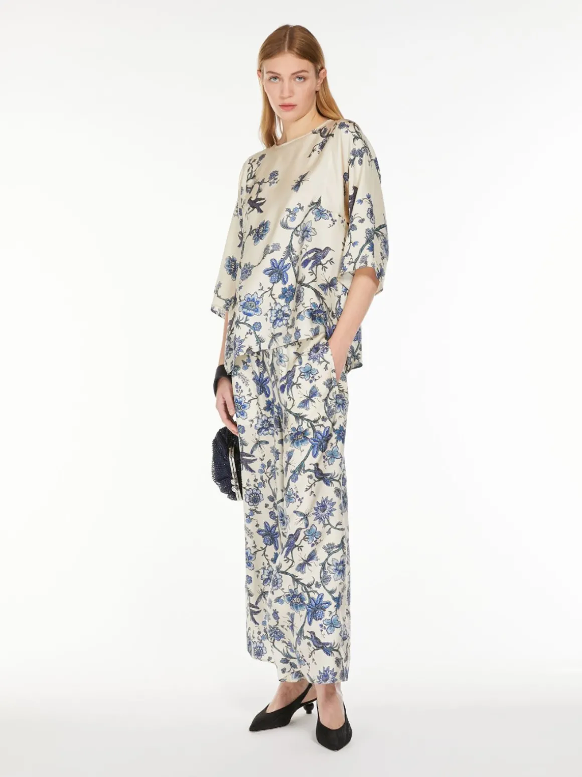 Clearance Blusa morbida in seta stampata Completie Tailleur | Camicie E Bluse