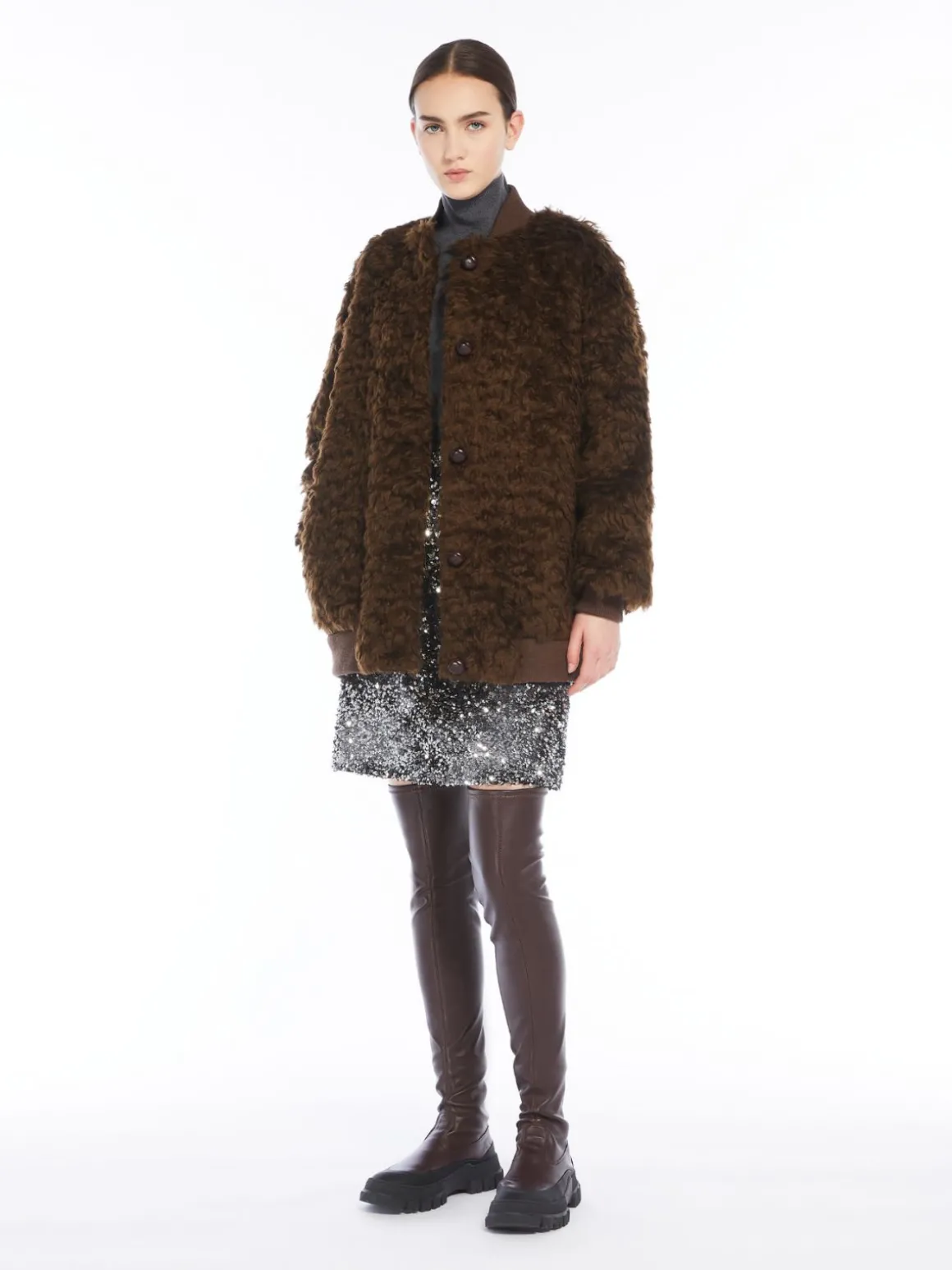Store Bomber corto in tessuto furry Cappottietrench