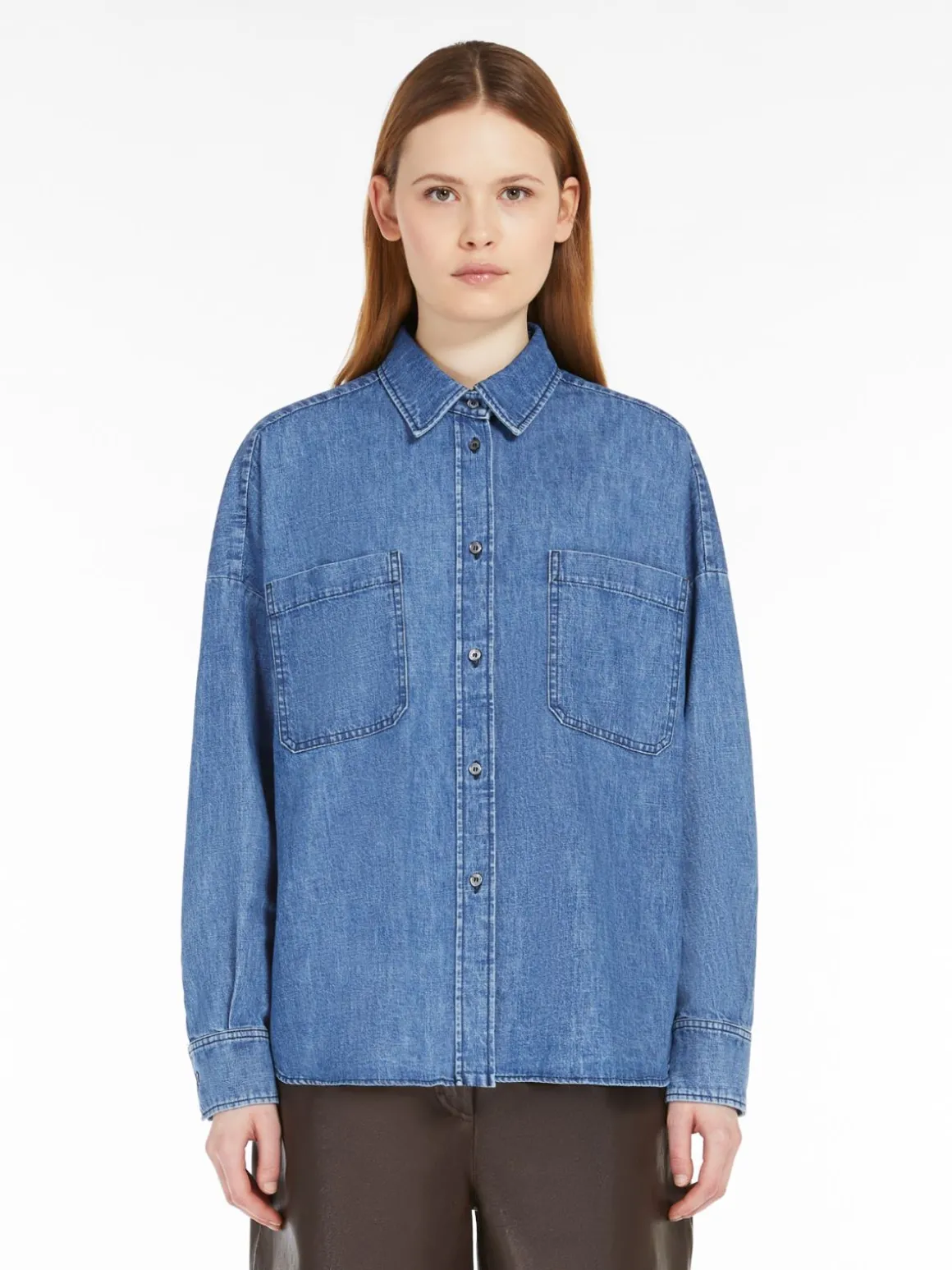 Flash Sale Camicia crop in denim di cotone Camicie E Bluse