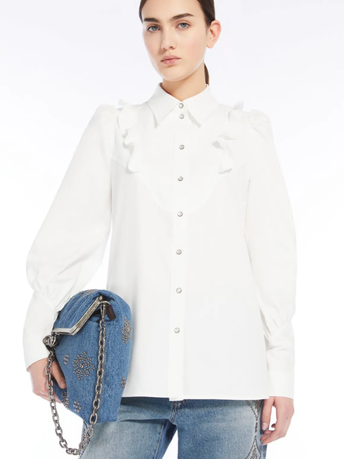 camicia_in_twill_di_cotone_con_rouches_3.webp Cheap Camicia in twill di cotone con rouches Camicie E Bluse