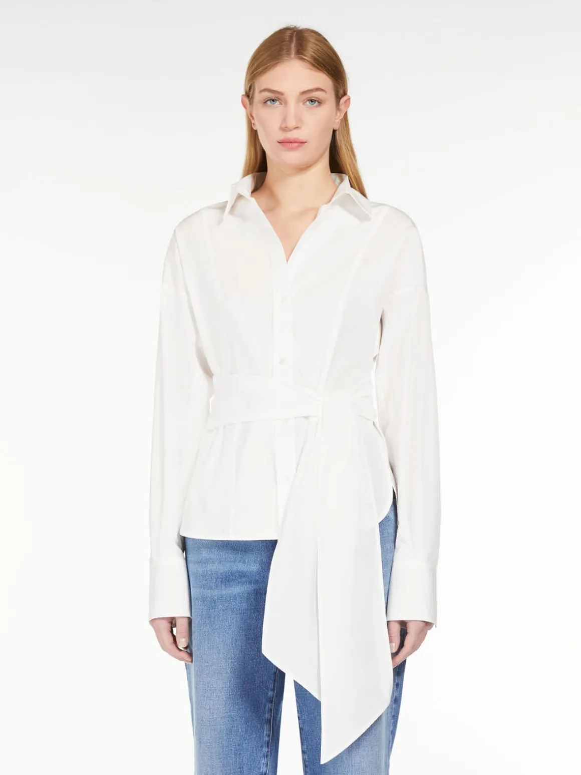 Cheap Camicia incrociata in popeline di cotone Camicie E Bluse