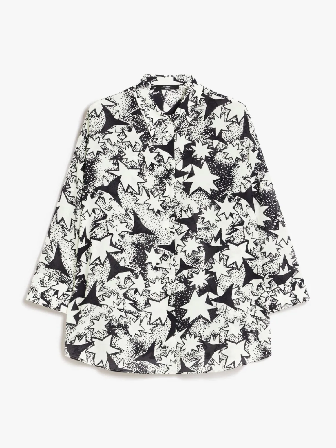 camicia_svasata_in_seta_stampata_4.webp Outlet Camicia svasata in seta stampata Camicie E Bluse