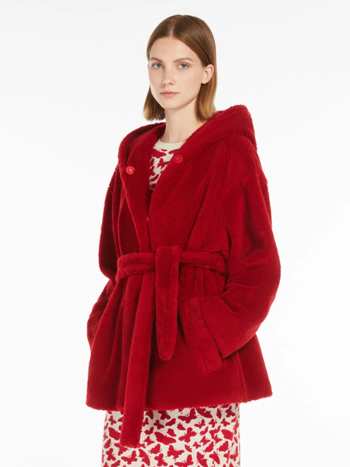 Outlet Cappotto a vestaglia in tessuto fluffy di lana Cappottietrench