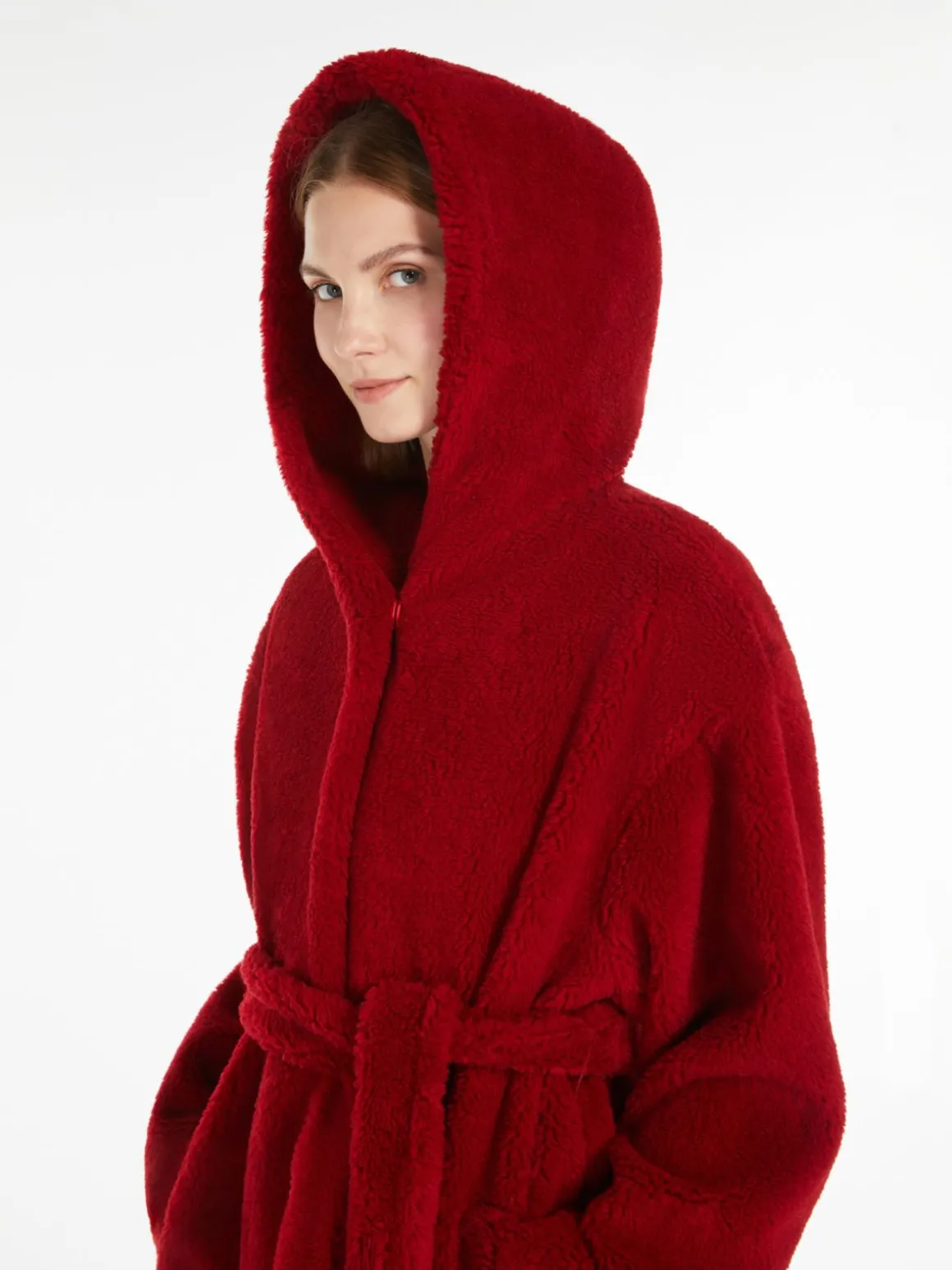 Outlet Cappotto a vestaglia in tessuto fluffy di lana Cappottietrench