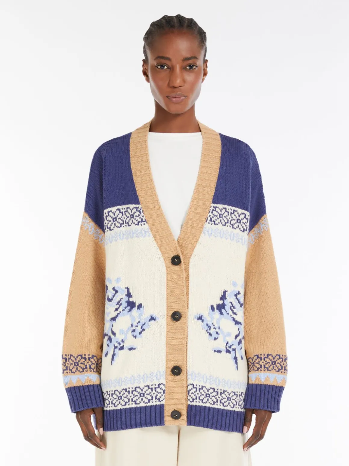 New Cardigan color block in filato di cotone Maglie