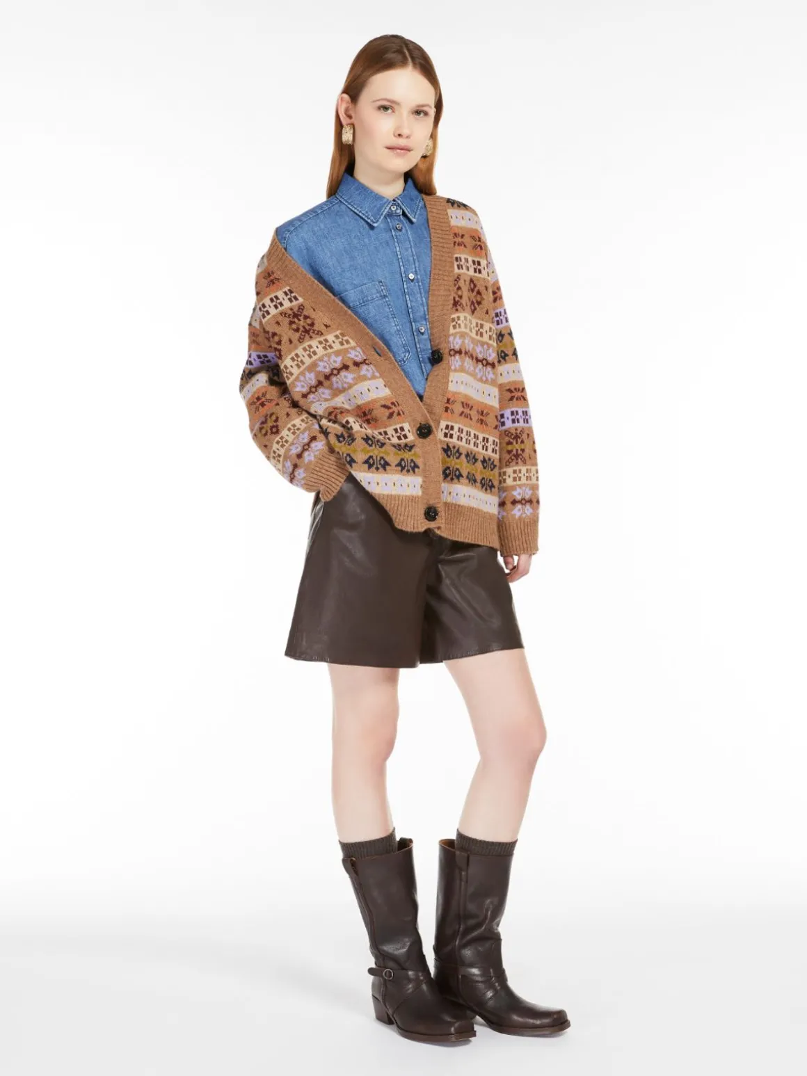 New Cardigan in lana e alpaca jacquard Maglie