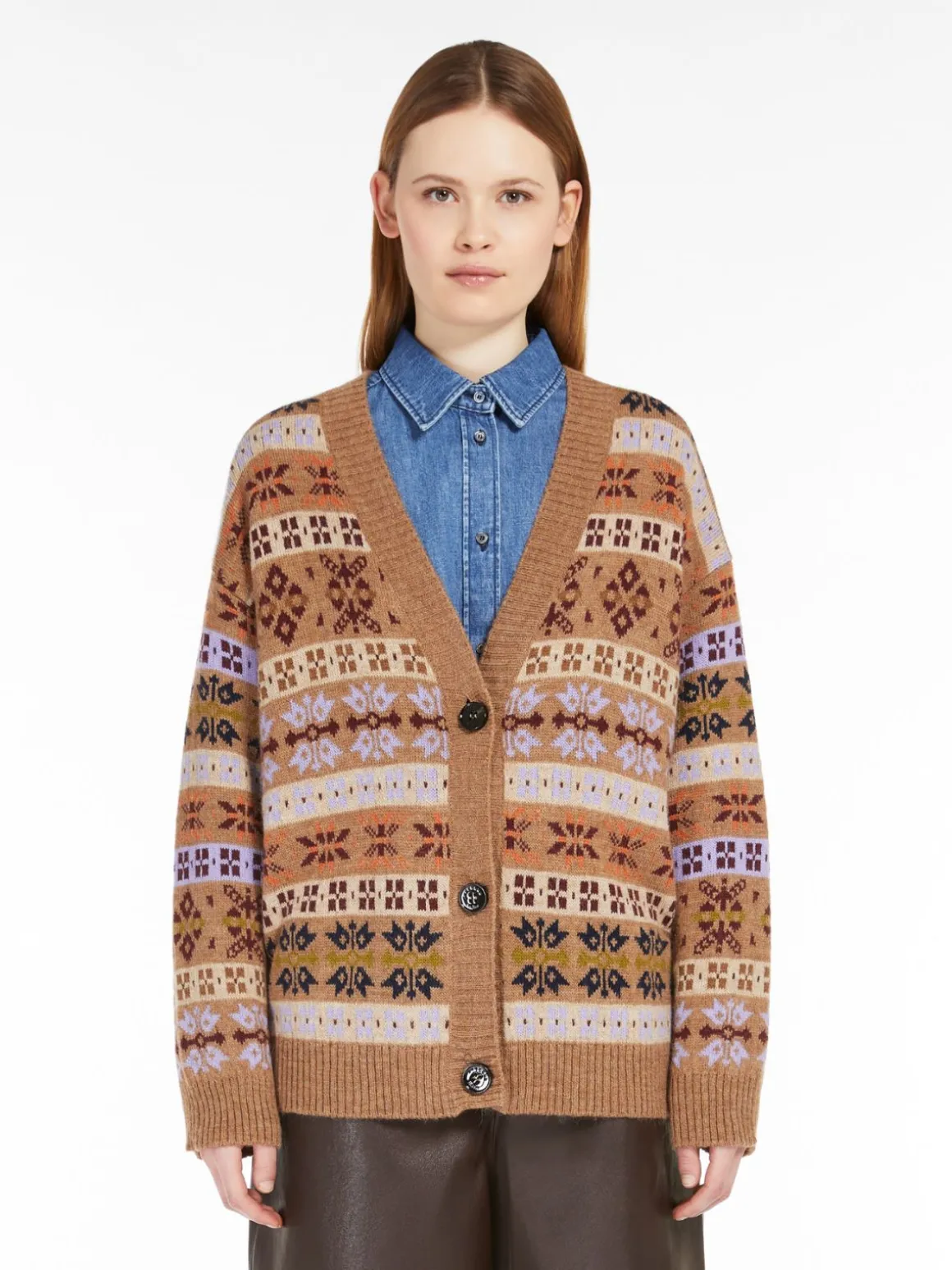 New Cardigan in lana e alpaca jacquard Maglie