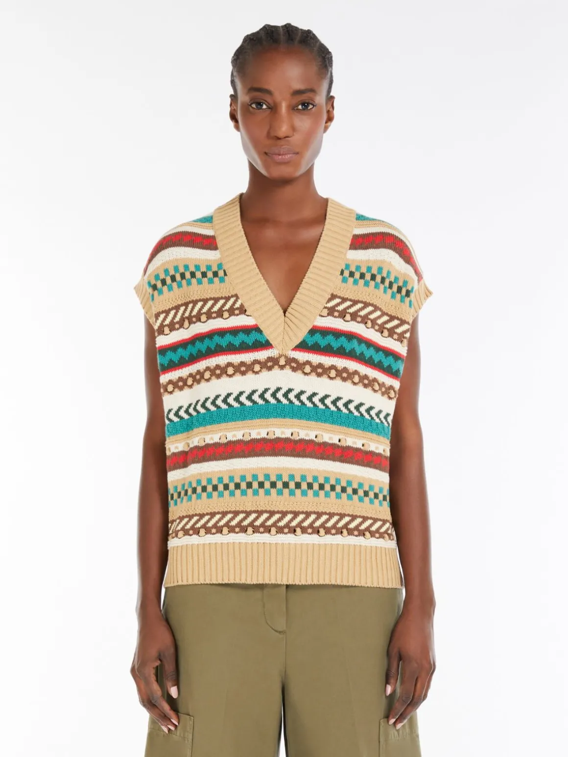 Hot Gilet in filato di cotone jacquard Maglie