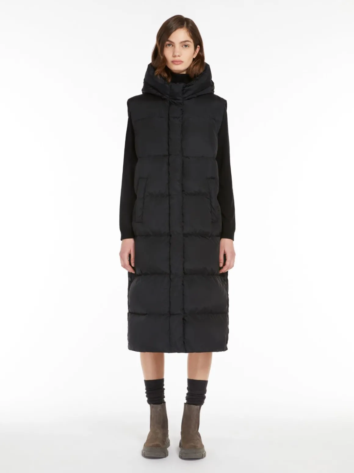 Online Gilet lungo in taffetà antigoccia Gilet | Imbottiti E Parka