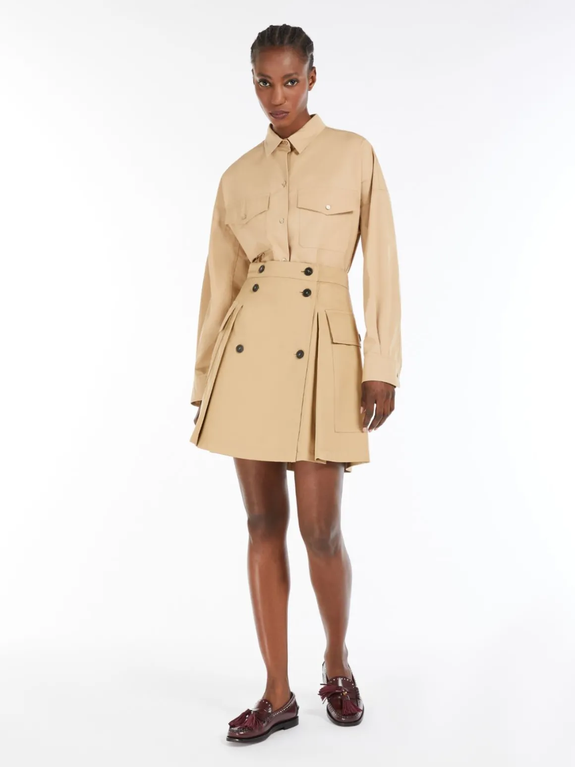 Shop Gonna corta in gabardina di cotone Gonne