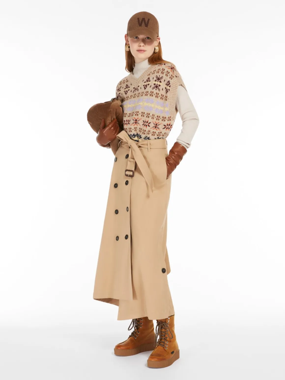 Outlet Gonna trench in gabardina di cotone Gonne