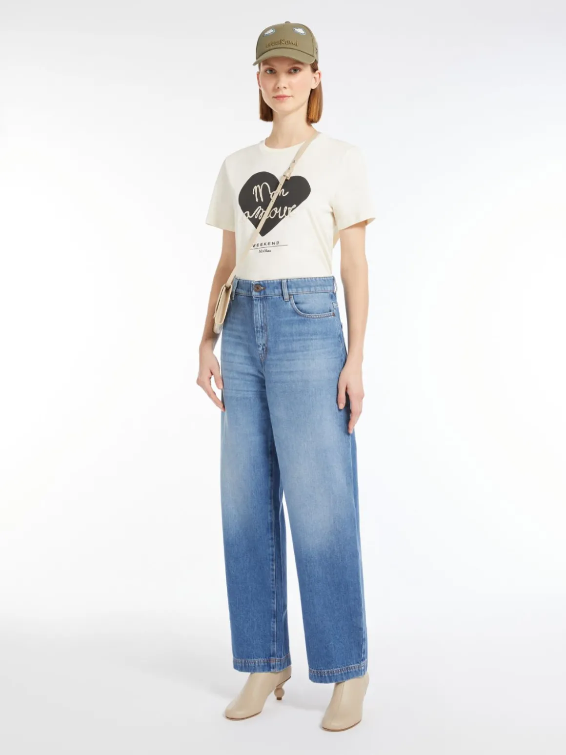 Fashion Jeans barrel leg in denim di cotone Pantaloniejeans