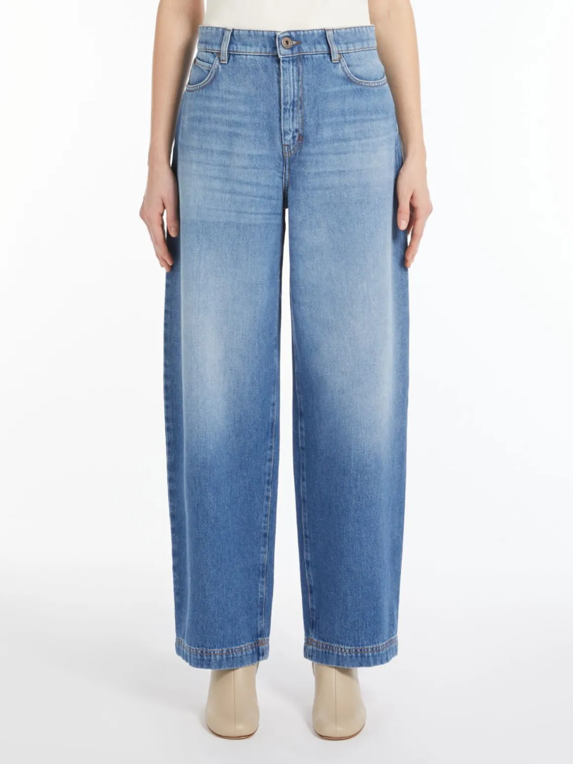 Fashion Jeans barrel leg in denim di cotone Pantaloniejeans
