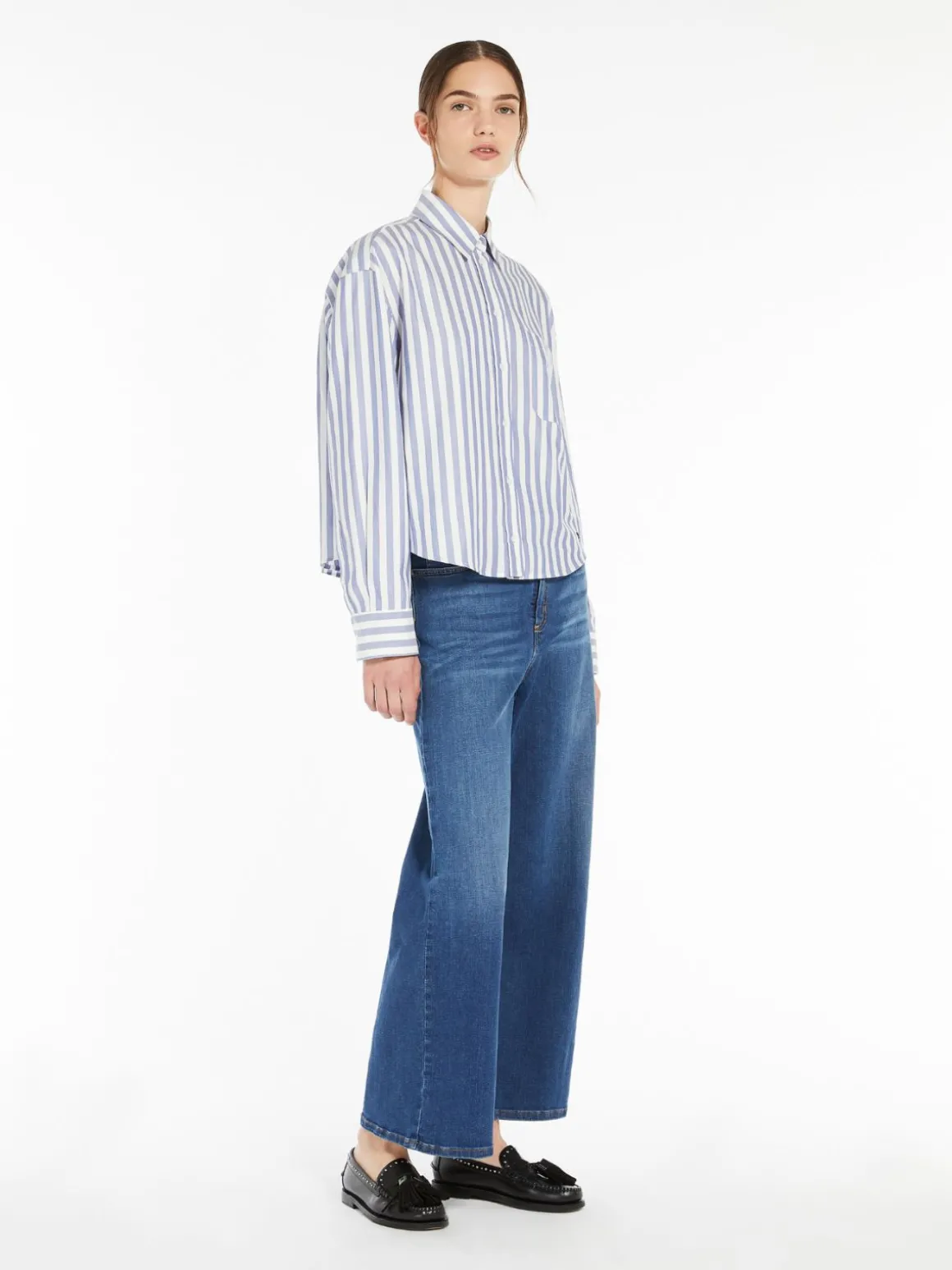 Online Jeans flare in denim di cotone Pantaloniejeans