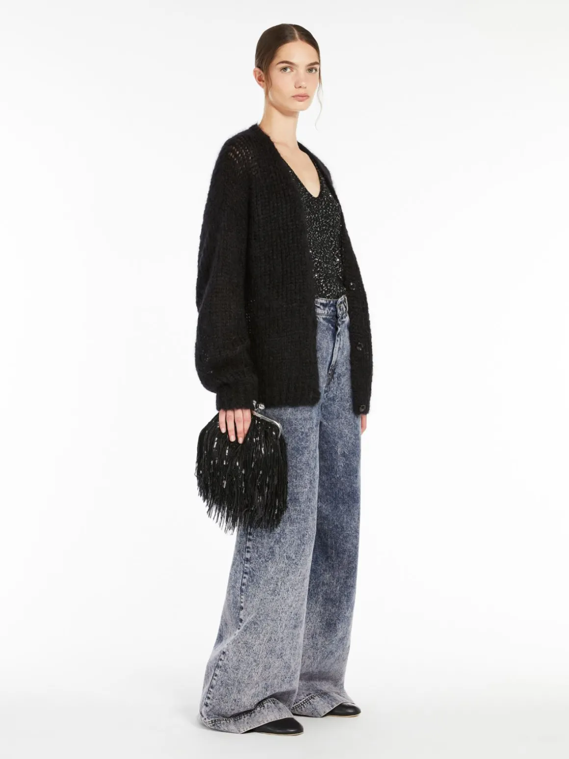 Discount Jeans wide leg in denim di cotone Pantaloniejeans