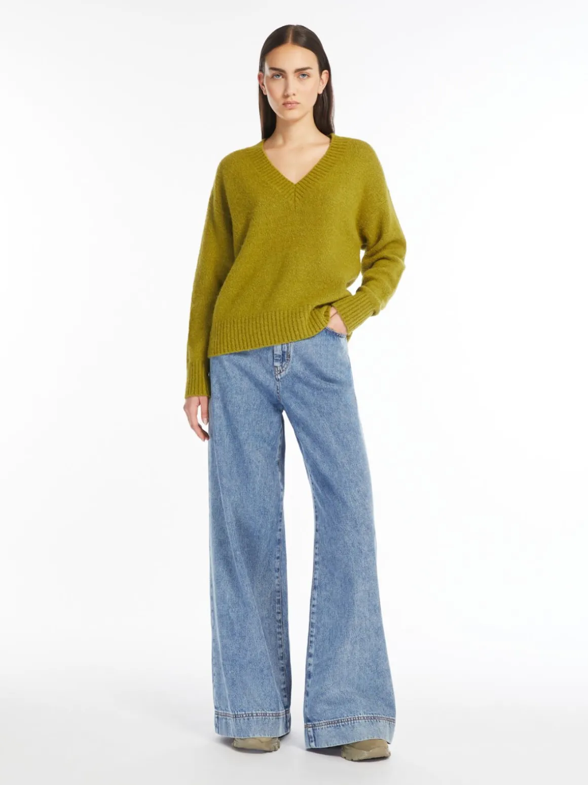 Clearance Maglia a V in alpaca e cotone Maglie