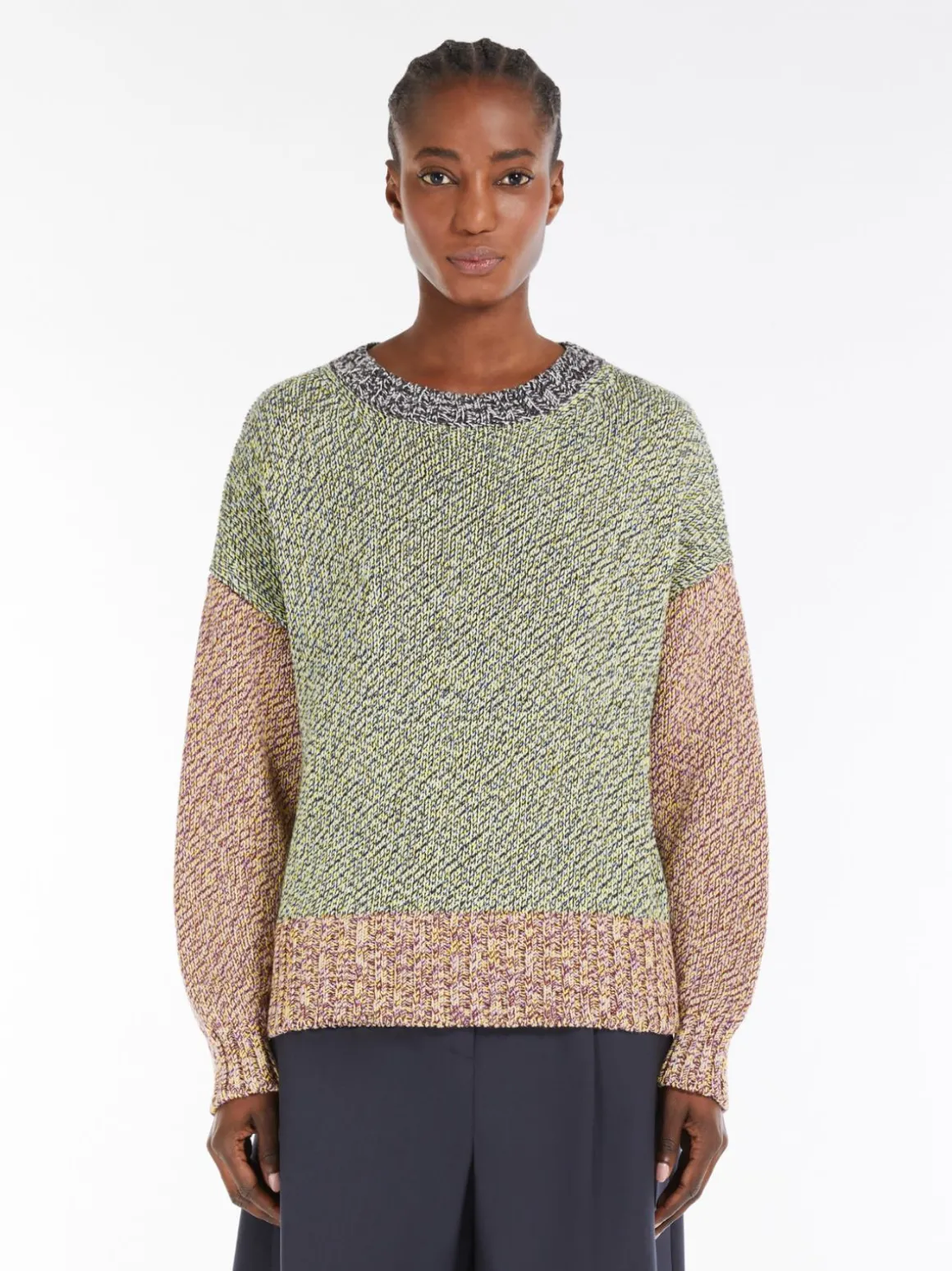 New Maglia color block di cotone e lana Maglie