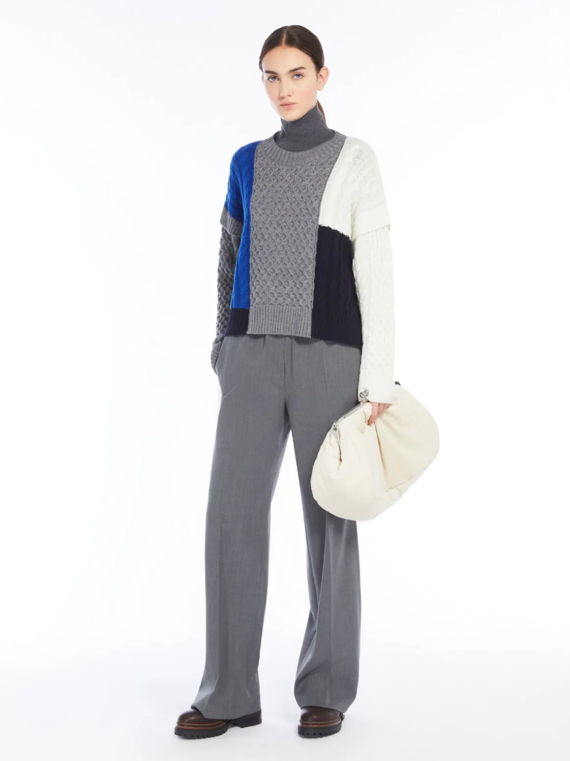 Shop Maglia patchwork in lana Maglie