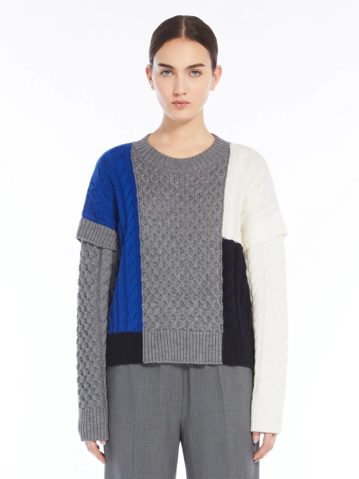 Shop Maglia patchwork in lana Maglie