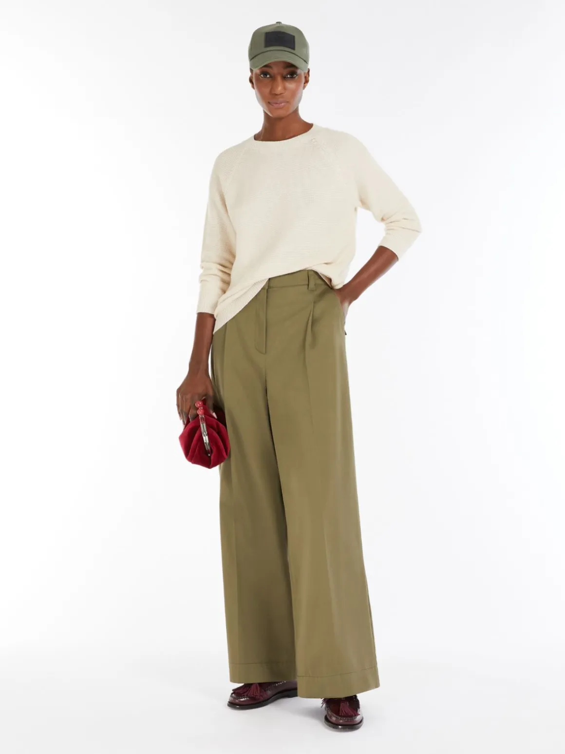 Cheap Pantalone ampio in gabardina di cotone Pantaloniejeans