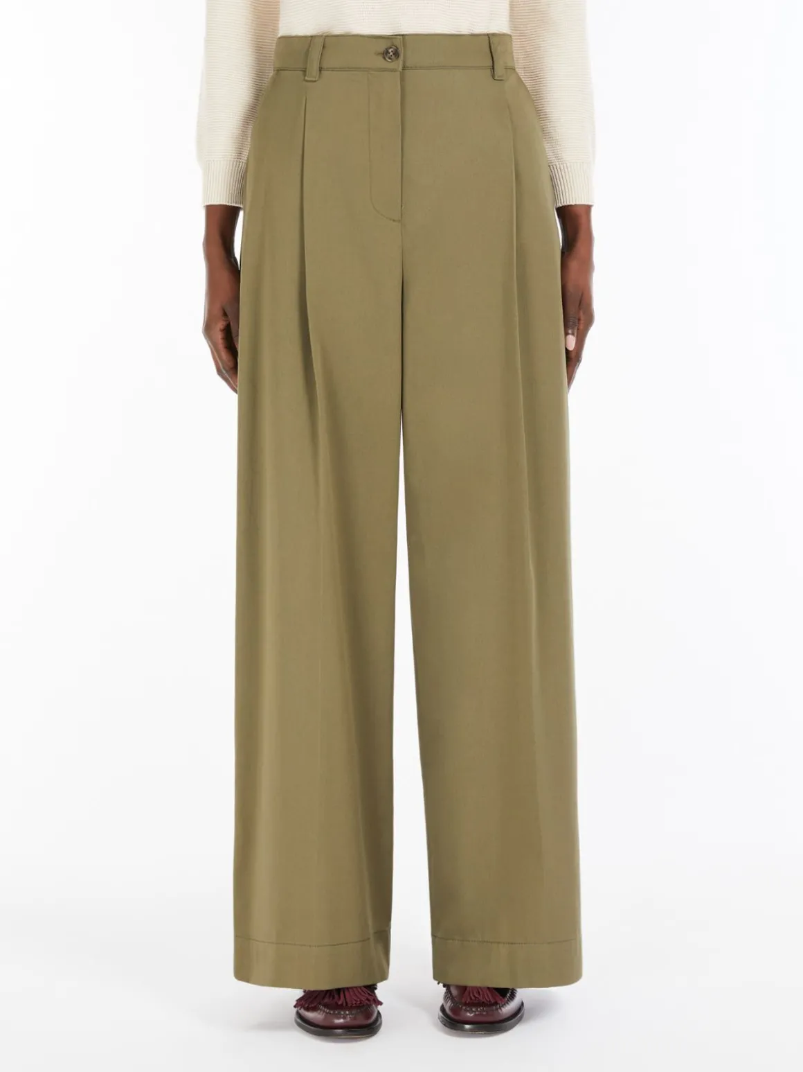 Cheap Pantalone ampio in gabardina di cotone Pantaloniejeans