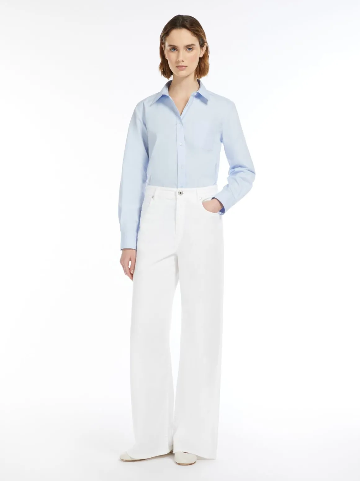 Clearance Pantalone wide leg in drill di cotone Pantaloniejeans