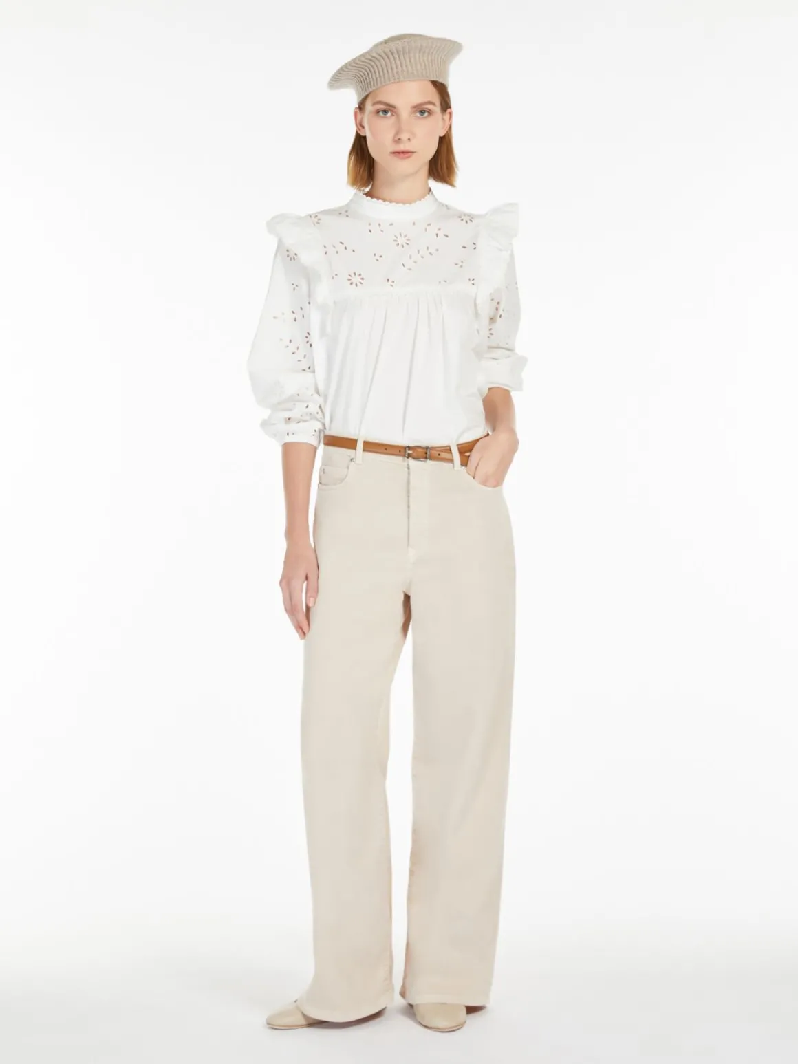 Cheap Pantalone wide leg in drill di cotone Pantaloniejeans