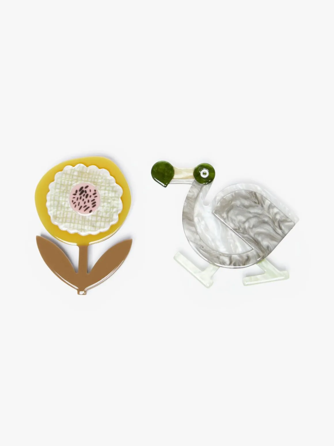 Cheap Set di 2 spille in resina Bijoux
