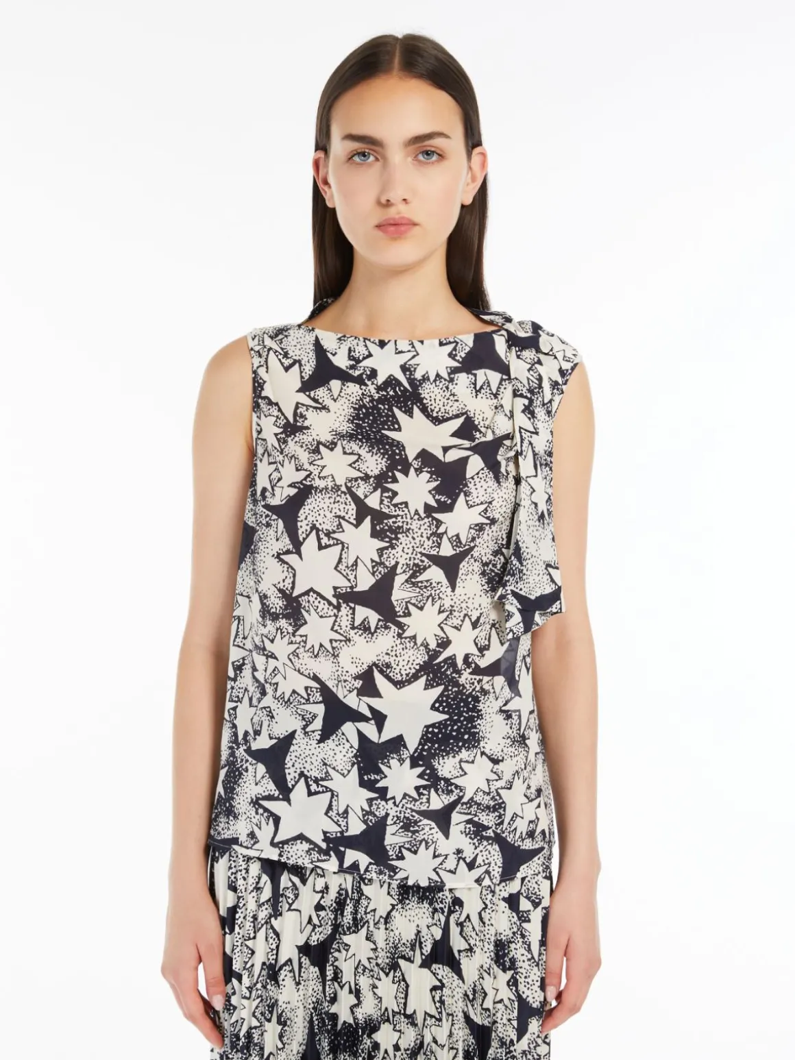 New Top in crêpe de Chine di seta T-shirt E Top