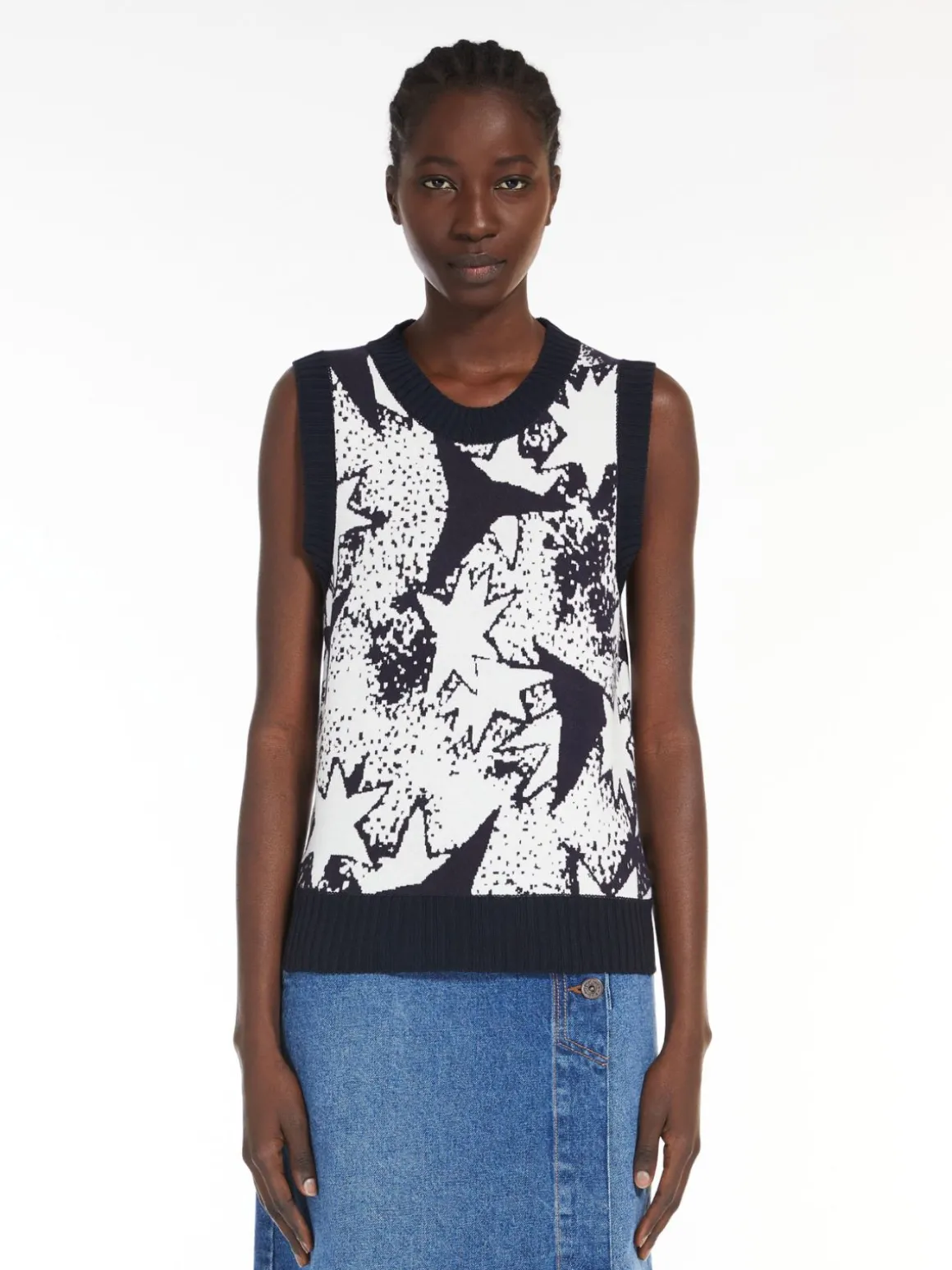 Fashion Top in maglia di viscosa jacquard Maglie