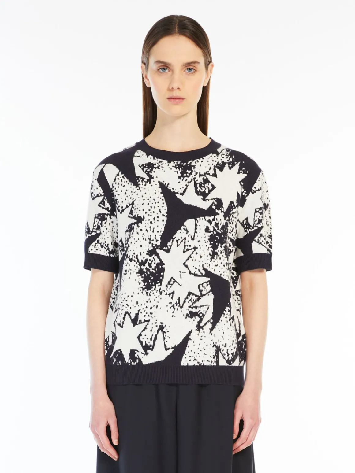 Sale T-shirt in filato di viscosa jacquard Maglie