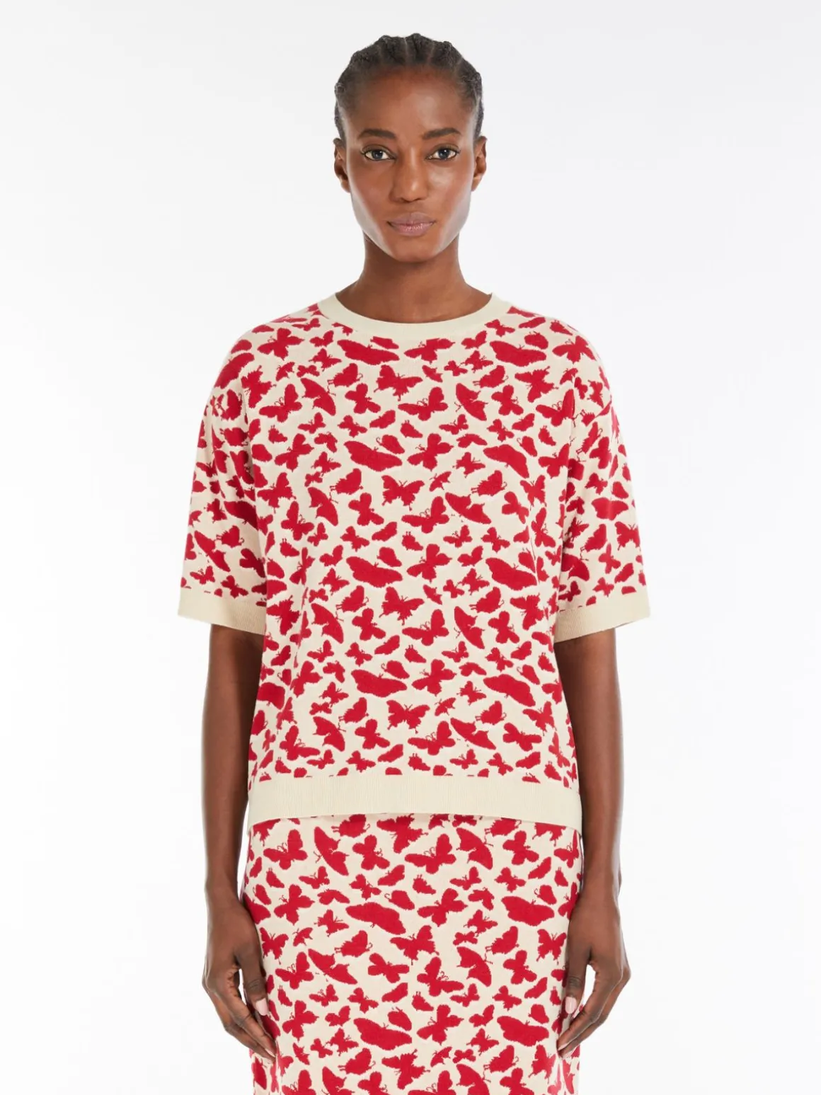 Store T-shirt in maglia di viscosa jacquard Maglie